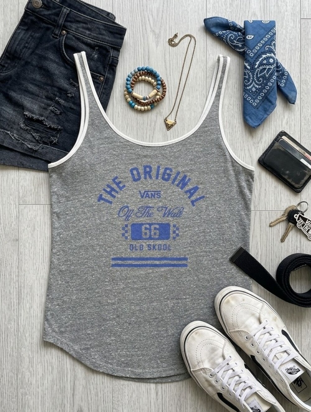Vans Grey Tank with Blue 'The Original' Graphic